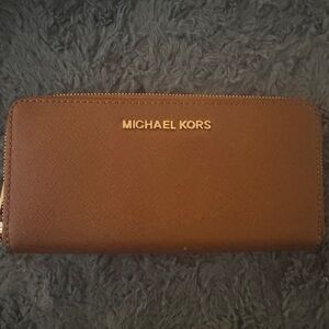 Michael Kors Tan Wallet with Gold Logo